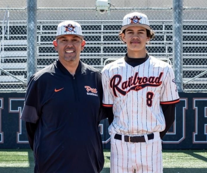 Coach PJ Garcia with a Pittsburg player